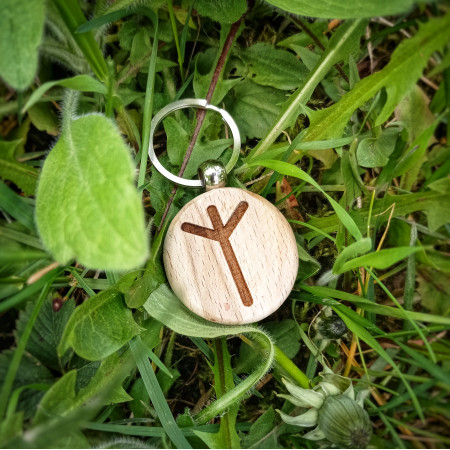 БРЕЛОК ДЕРЕВ'ЯНИЙ РУНА АЛЬГІЗ РУЧНА РОБОТА (KEYRING WOODEN FLEECE ALGIZE HANDMADE)